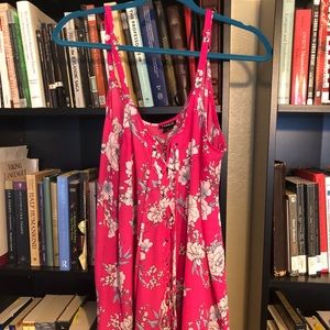 Pink floral lace up front blouse